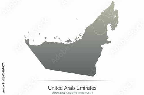 UAE. United Arab Emirates map. middle east countries map. arab country map of gray gradient seires.