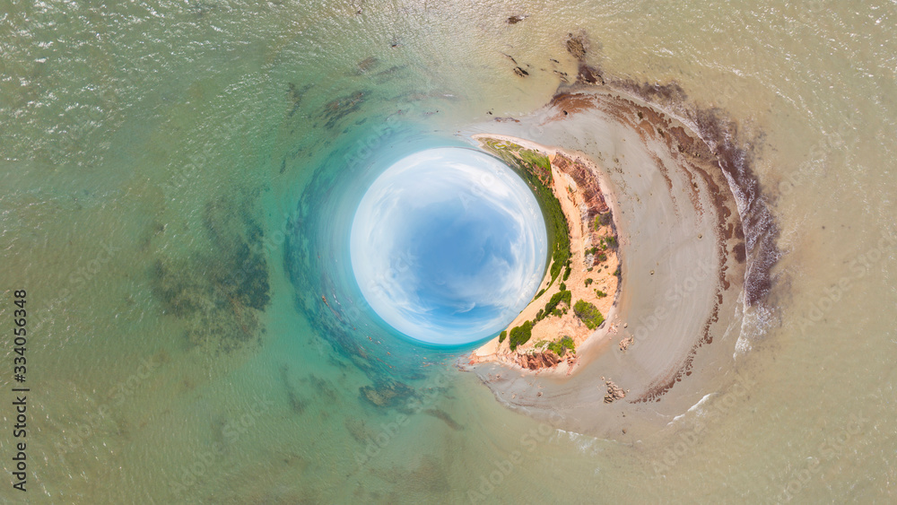 Fototapeta premium Little Planet of Ponta Grossa Beach close to Canoa Quebrada, east shore of Ceara State, Brazil
