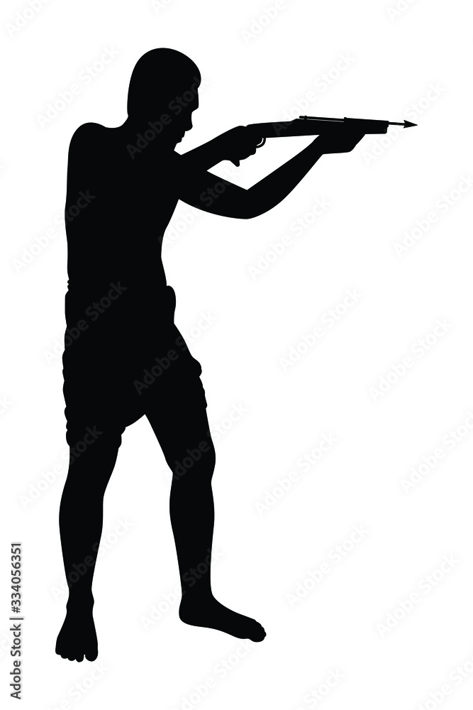 Forest man with weapon silhouette vector on white Forest man with weapon silhouette vector on white
