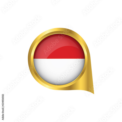 Flag of Indonesia, location map pin, pointer flag Indonesia, button gold, Icon country . Vector Illustration EPS10. Free Download Flag of Indonesia, location map pin, pointer flag Indonesia, button gold, Icon country . Vector Illustration EPS10. - GFXLoad