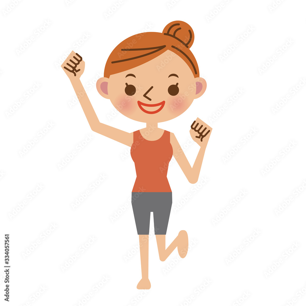 フィットネスする女性のガッツポーズ フィットネスする女性のガッツポーズ