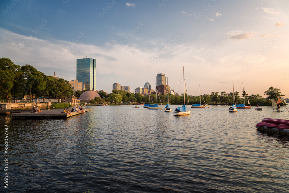 Obraz premium A Summer Day Sunset in Boston City