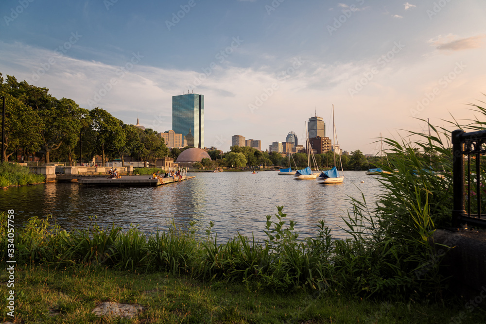 Fototapeta premium A Summer Day Sunset in Boston City