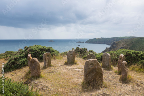 Fotografie Scenery with Stone Circle Sark Henge on the Channel Island of Sark