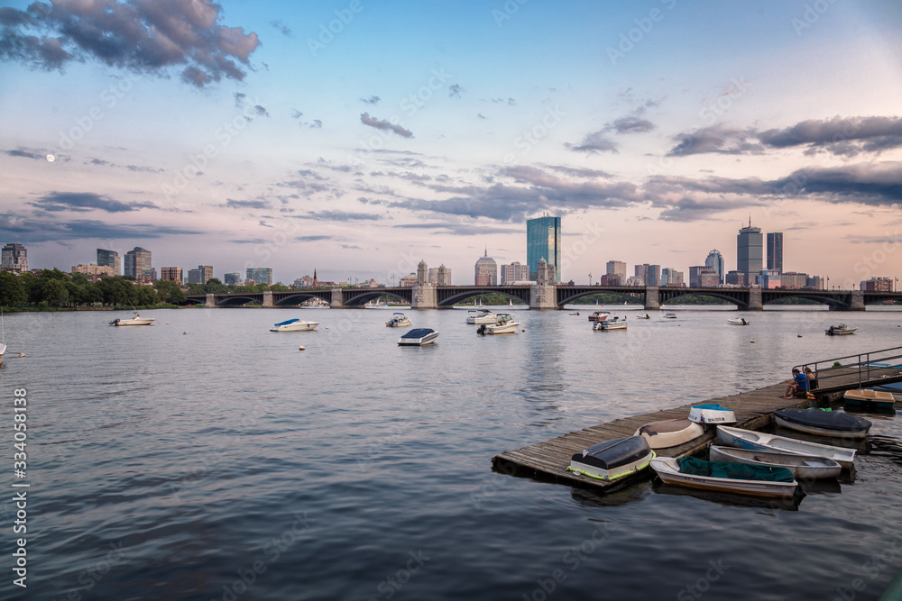 Fototapeta premium A Summer Day Sunset in Boston City