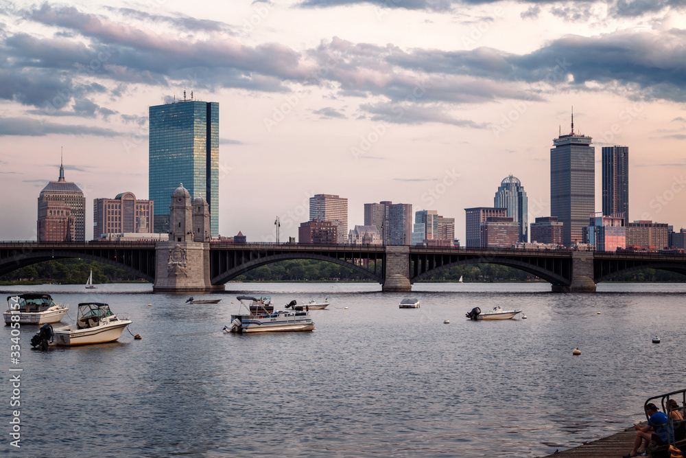 A Summer Day Sunset in Boston City