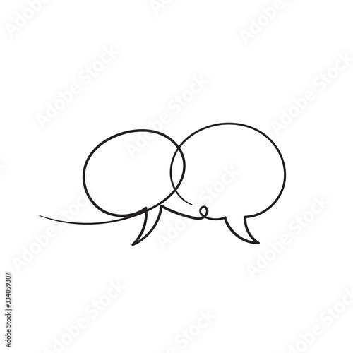 hand drawn bubble speech illustration with one single line style