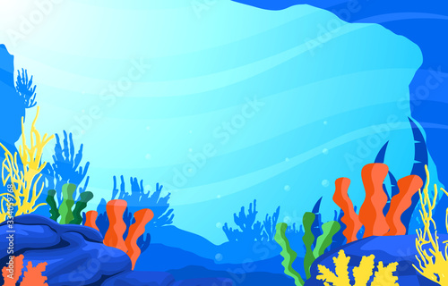 Marine Coral Reef Underwater Sea Ocean Nature Illustration
