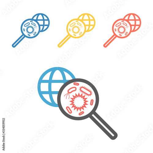 Virus illustration with earth globe. Global pandemic health warning concept. coronavirus wuhan virus.