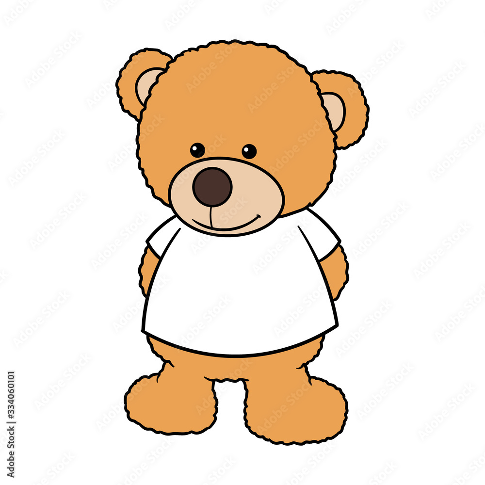 Fototapeta premium Cartoon Teddy Bear Wearing a Blank Shirt