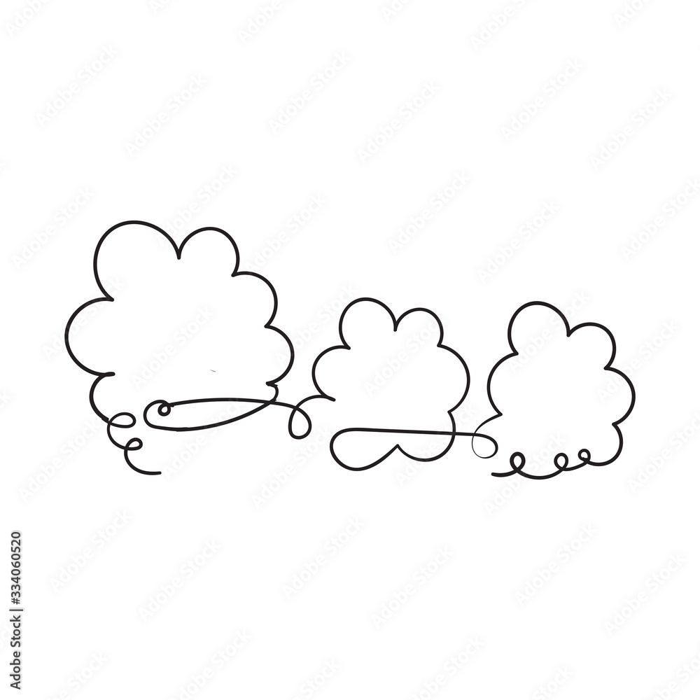 Obraz premium hand drawn Continuous line drawing. Clouds.doodle hand drawing style.isolated
