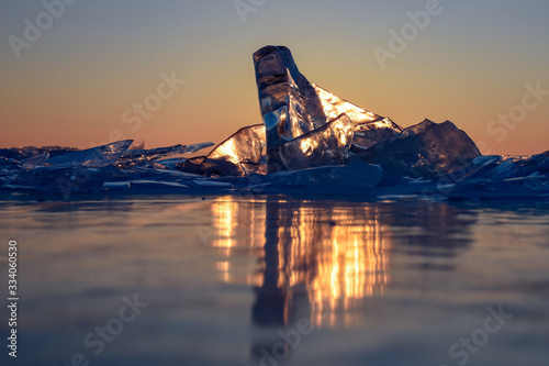 Ice chunks on Lake Baikal Siberia Russia in winter © Heather