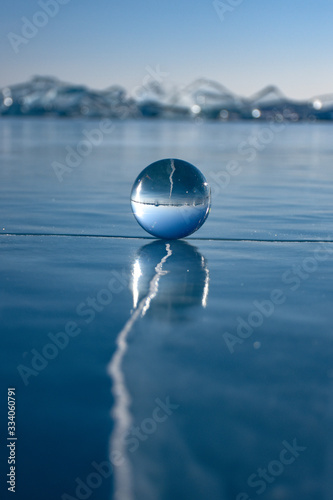 Crystal ball on ice Lake Baikal Siberia 