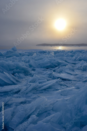 Ice fields in winter on Lake Baikal Siberia Russia  © Heather