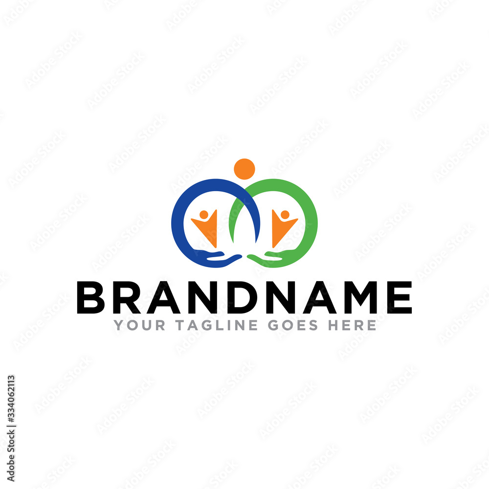 Unity human people care logo icon. Simple design on trendy logo.
