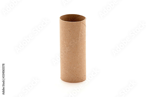 Empty Toilet Paper Roll Isolated white background single tube