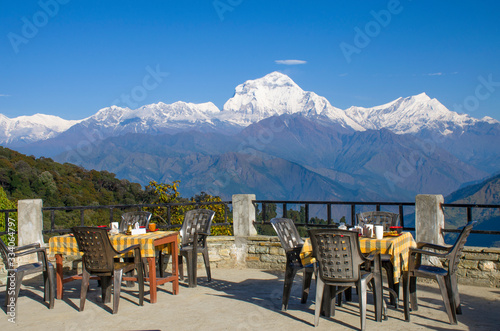 Beautiful view of cafe for rest in Himalayas Nepal