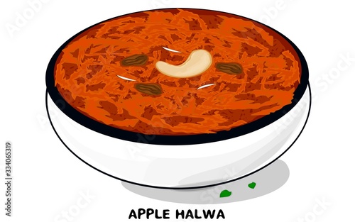 Apple Halwa indian Sweet food Vector