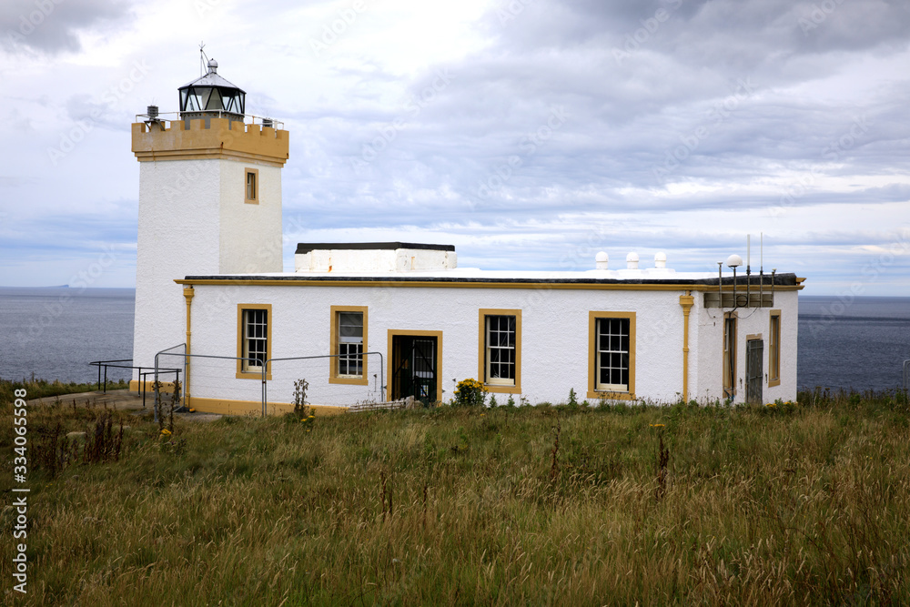 Duncansby (Scotland), UK - August 03, 2018: A lighthouse near duncansby head, Scotland, Highlands, United Kingdom