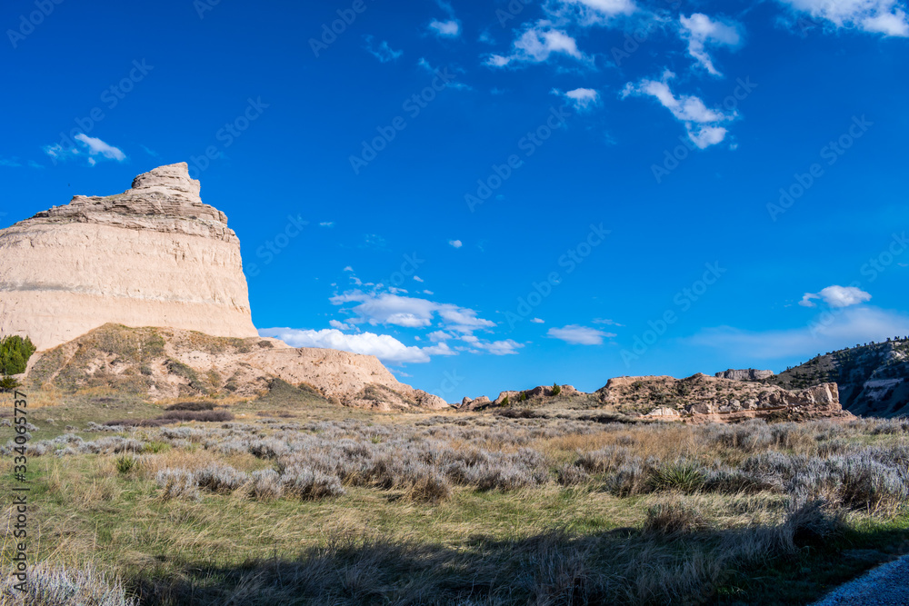 Rocky landscape scenery of Scotts Bluff National Monument, Nebraska