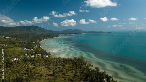 Nathon tropical beach and shallow waters from drone 3- Koh Samui Island Thailand © Elmer Laahne PHOTO
