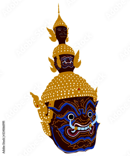 Red giant full head in vector style.
