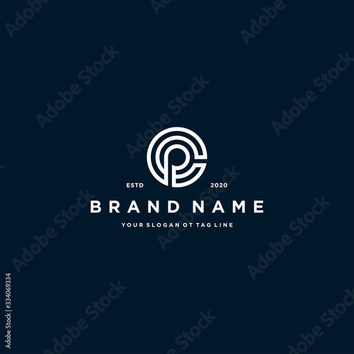 letter CP logo design vector