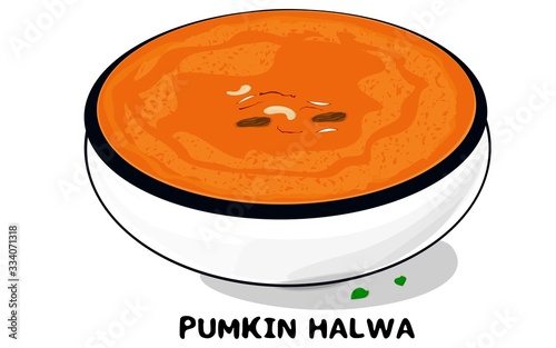 Kaddu Ka Halwa indian Sweet food Vector