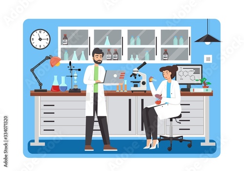 Science lab, vector flat style design illustration