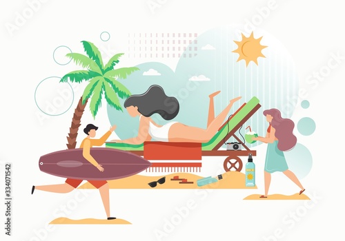 Summer time, vector flat style design illustration