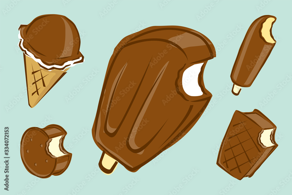 Ice cream chocolate collection, vector illustration.