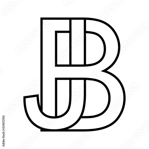 Logo sign bj jb icon sign two interlaced letters b, j vector logo bj, jb first capital letters pattern alphabet b, j