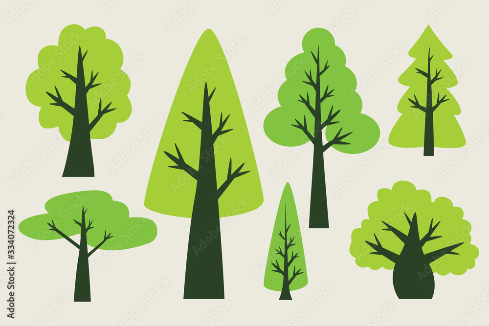 Collection of trees illustrations