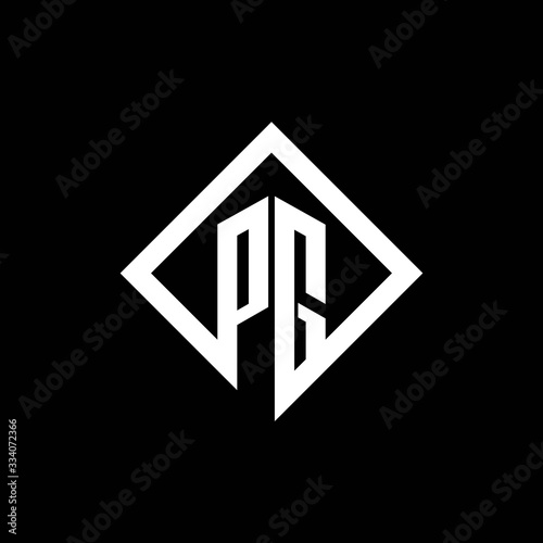 PG logo monogram with square rotate style design template
