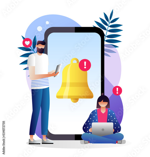 People get chat messages notification on mobile phone. 