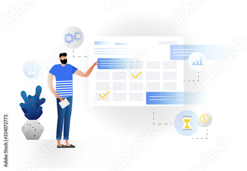 Vector isolated schedule concept illustration