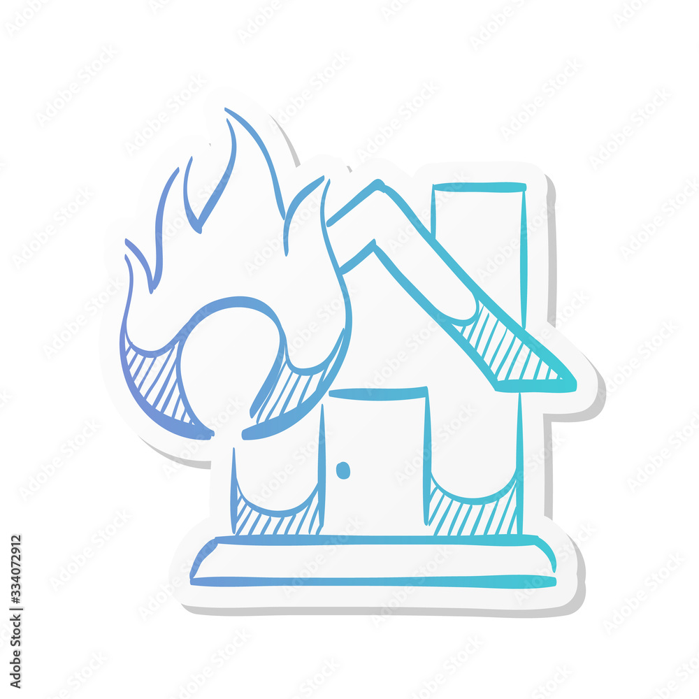 Fototapeta premium Sticker style icon - House fire