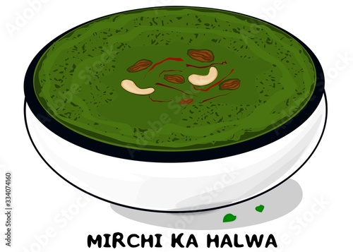 Mirchi ka halwa indian Sweet food Vector
