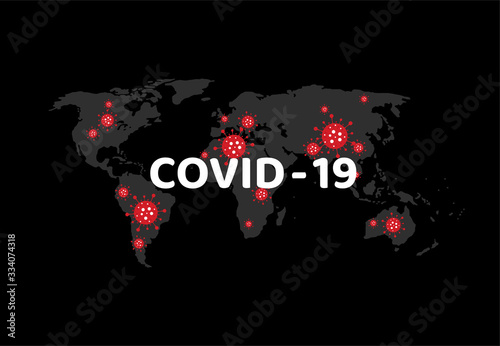 Stop COVID-19 spread concept world map design background. Vector illustration