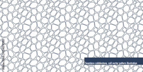 Seamless cobblestone, cell vector pattern illustration