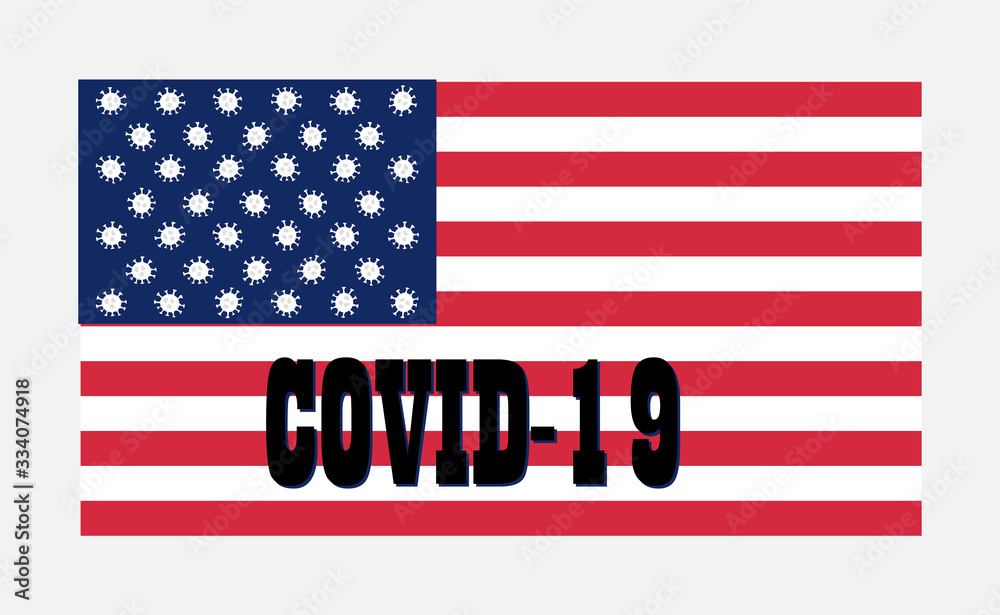 Fototapeta premium Vector. Creative USA flag with coronavirus cells.
