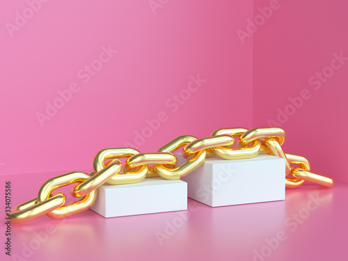 abstract 3d rendering gold chain 