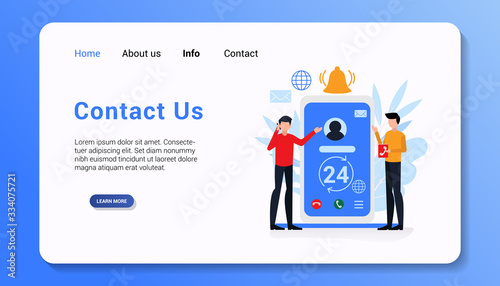 contact us landing page template flat design vector illustration