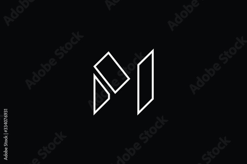 Minimal elegant monogram art logo. Outstanding professional trendy awesome artistic M MP PM initial based Alphabet icon logo. Premium Business logo White color on black background