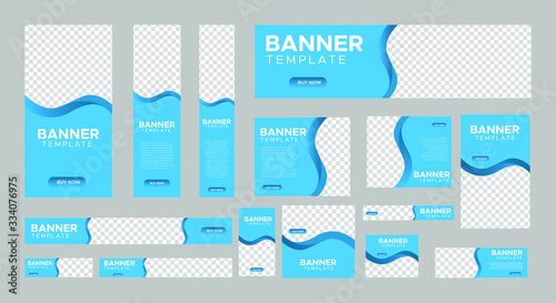set of creative web banners of standard size with a place for photos. Business ad banner. Vertical, horizontal and square template. vector illustration EPS 10