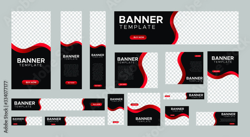 set of creative web banners of standard size with a place for photos. Business ad banner. Vertical, horizontal and square template. vector illustration EPS 10