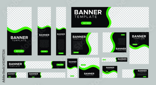 set of creative web banners of standard size with a place for photos. Business ad banner. Vertical, horizontal and square template. vector illustration EPS 10