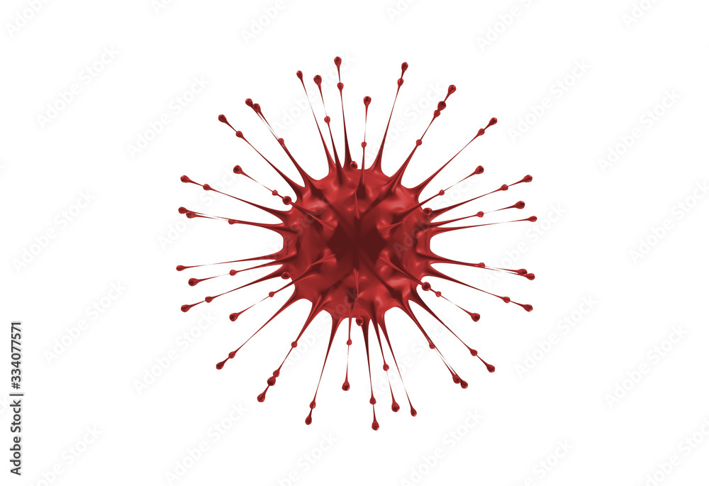 Symbol red virus isolated on white background, coronavirus or COVID-19, pandemic risk, 3D rendering. Symbol red virus isolated on white background, coronavirus or COVID-19, pandemic risk, 3D rendering.