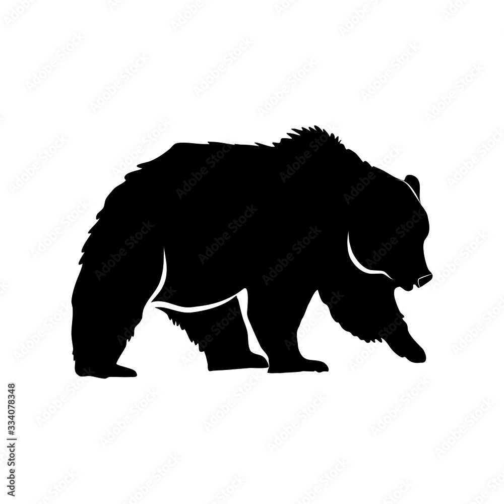 Bearish silhouette vector on a transparent background