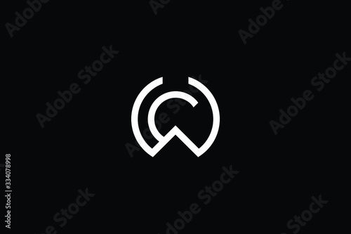 Minimal elegant monogram art logo. Outstanding professional trendy awesome artistic WC CW initial based Alphabet icon logo. Premium Business logo White color on black background